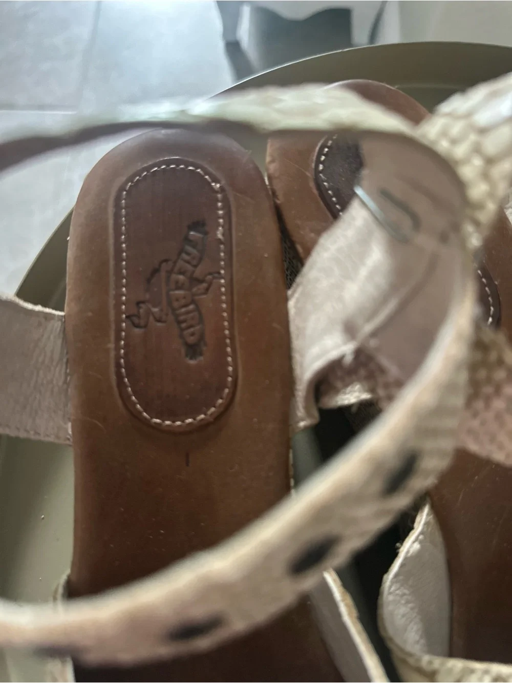 Freebird Cream Snake-Print Platform Sandals with Ankle Buckle